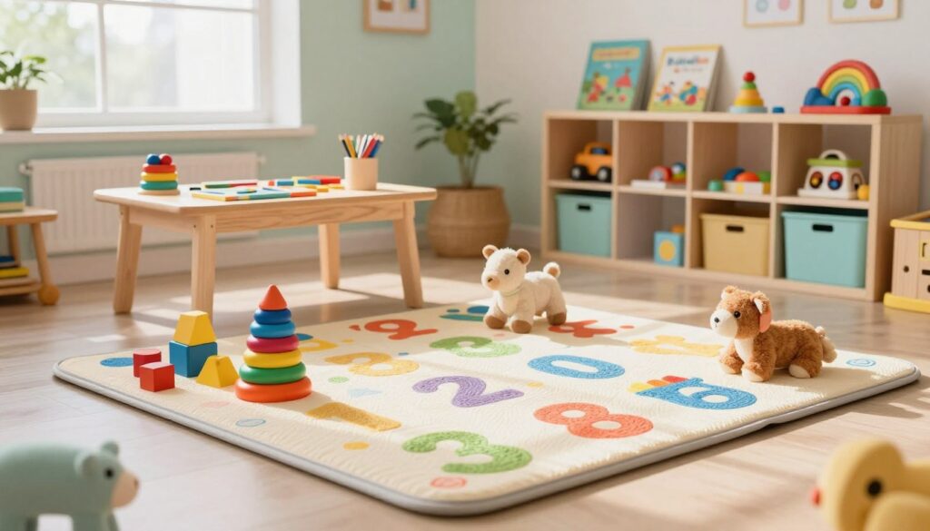 organized toddler play area with learning toys
