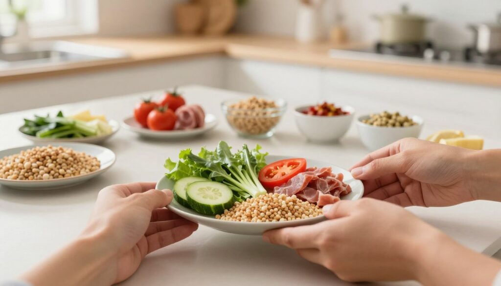 visual portion control guide hands