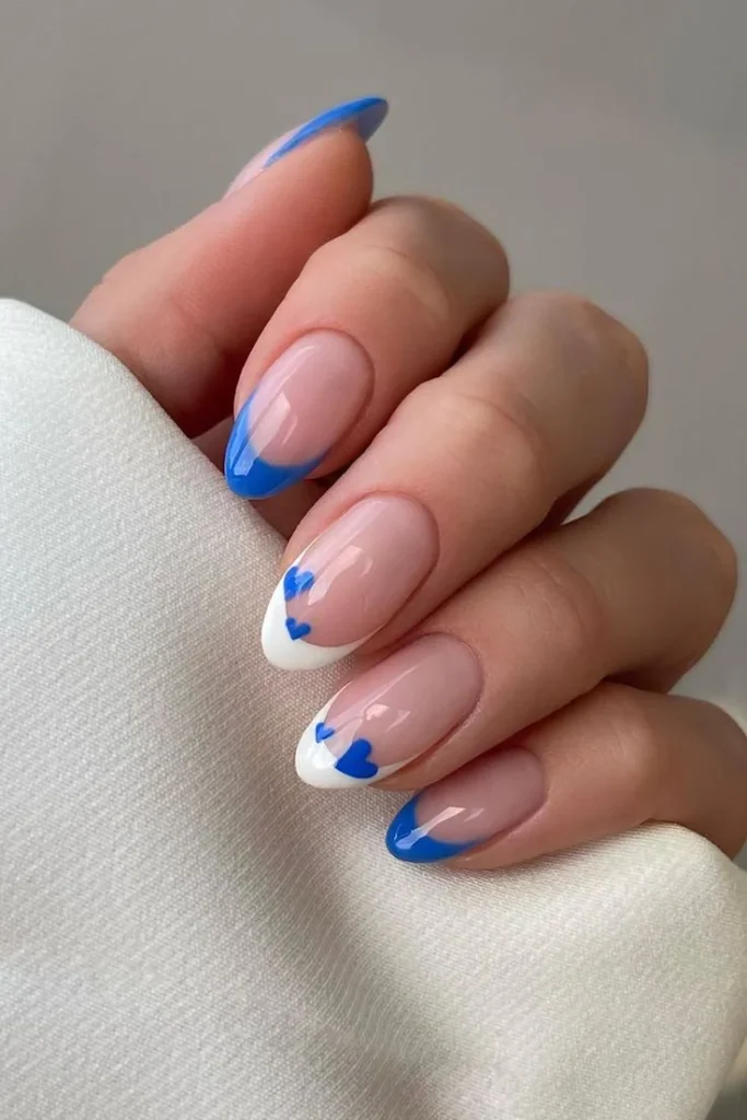 Blue and white nail designs for stylish moms