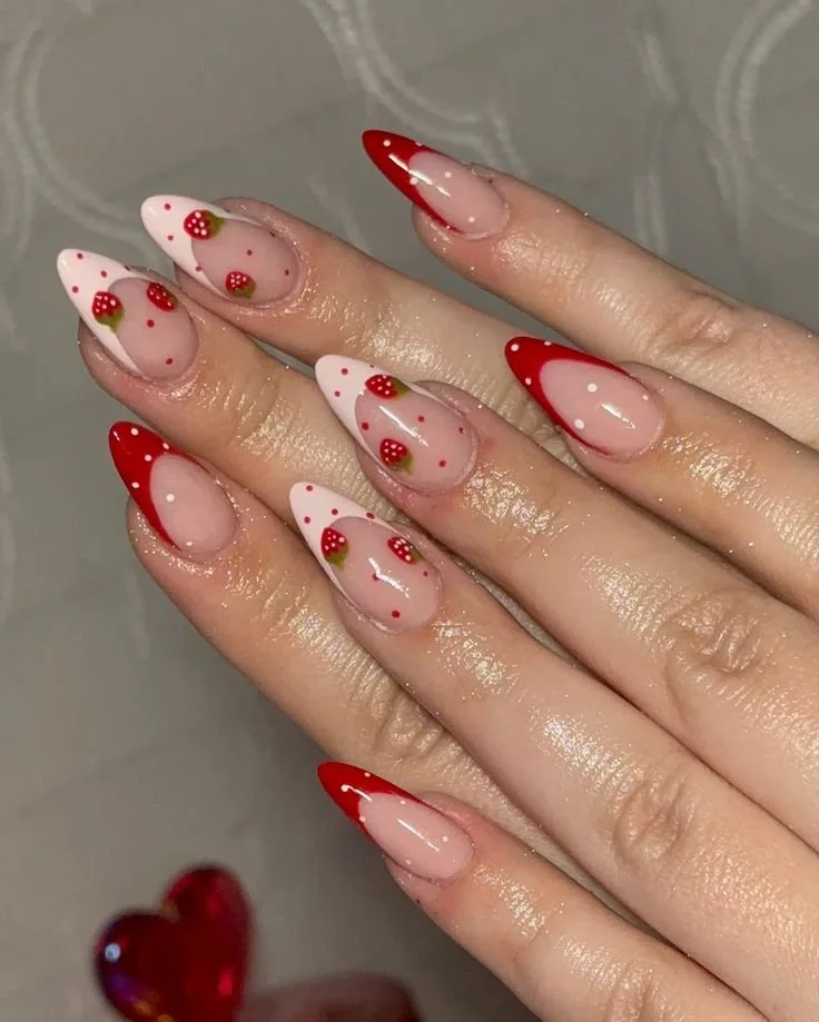 Colorful strawberry nail art showcasing bold design ideas