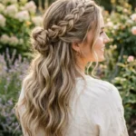 Beautiful braided half up half down hairstyle tutorial for moms