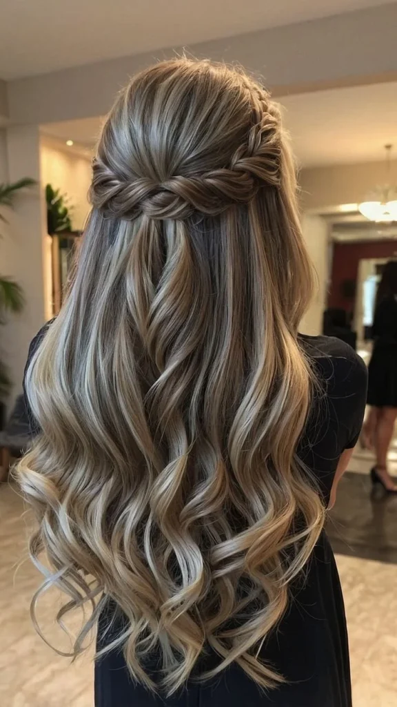 Elegant half up half down prom hairstyles for medium hair
