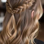 Heart braid hairstyle with soft half up braids for Valentine's look