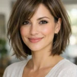 Women showcasing various mushroom brown hair color styles