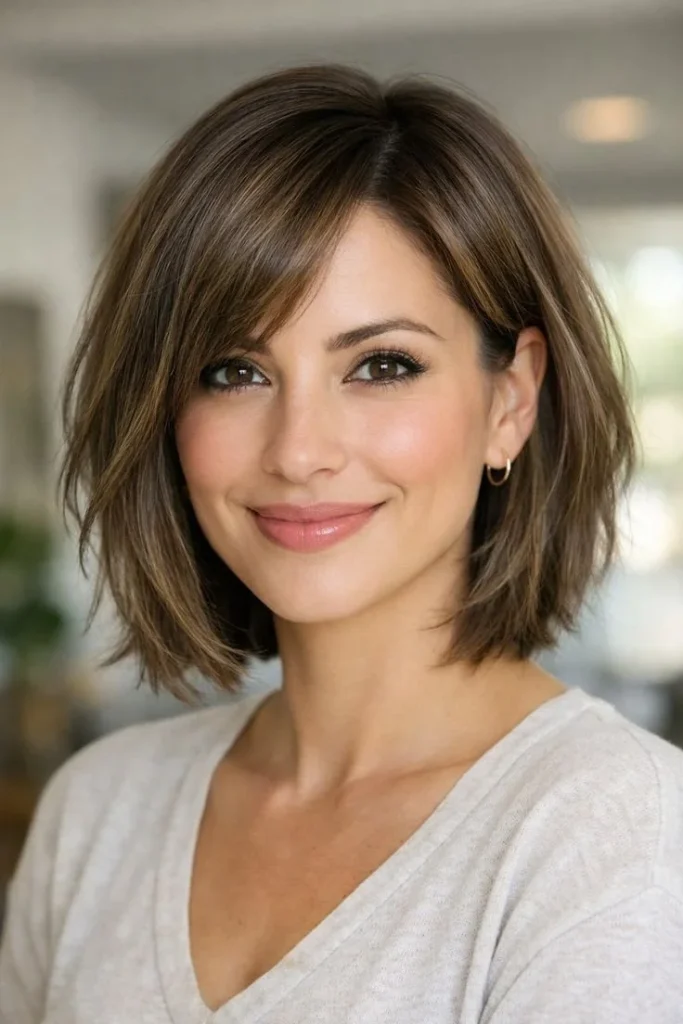 Women showcasing various mushroom brown hair color styles