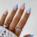 Beautiful light blue nails with trendy designs for a stylish season