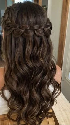 Elegant long hair bridal hairstyles for wedding ceremonies