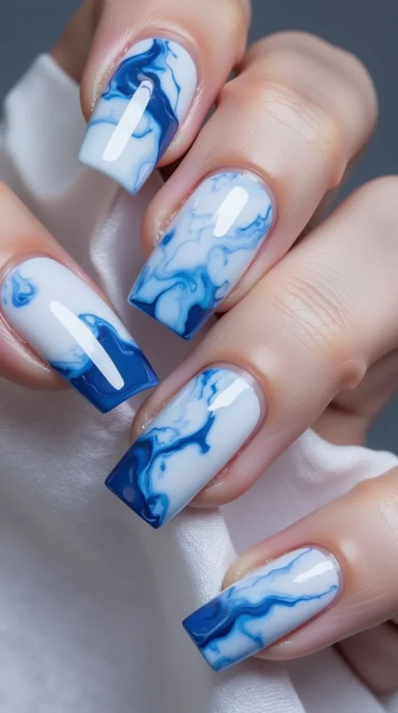 Elegant marble nails design for moms, showcasing stylish and sophisticated nail art