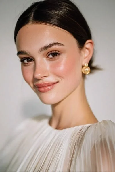 Bridal makeup look featuring elegant styles for brides and bridesmaids on a wedding day
