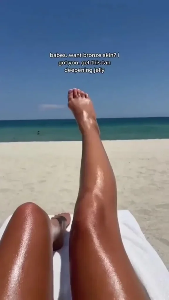 Mom enjoying the sun with a fast, dark tan after brief exposure.
