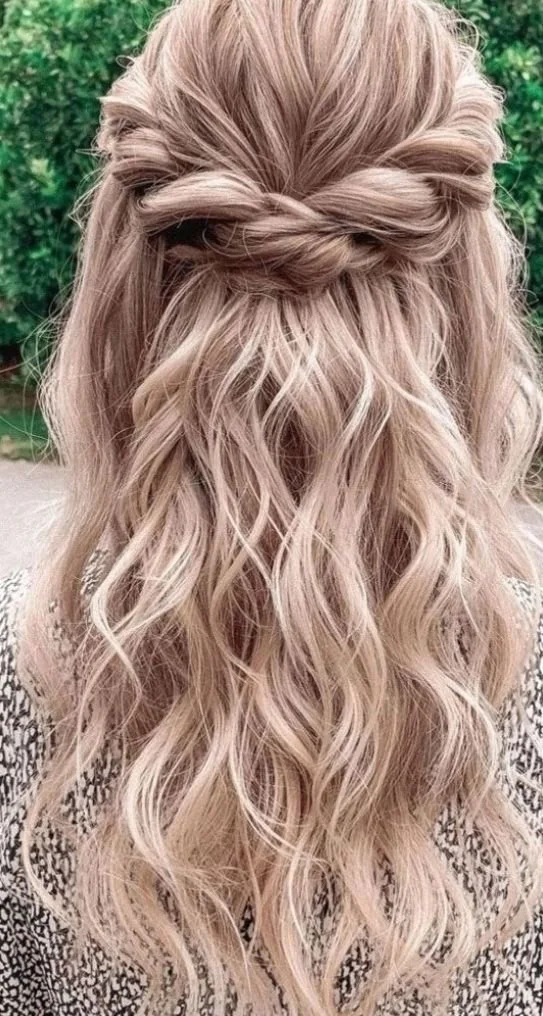 Trendy half up half down hairstyle with power twists for busy moms