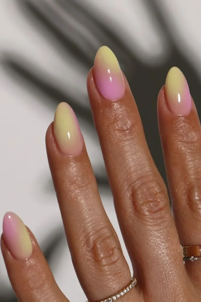 Trendy summer ombre nails showcasing vibrant colors and stylish designs.