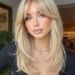 18 Inch Platinum Blonde Wig with bangs, perfect for parties and cosplay.