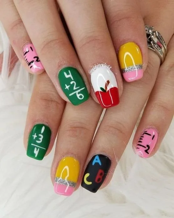 Cute back to school nails designs for busy moms and kids