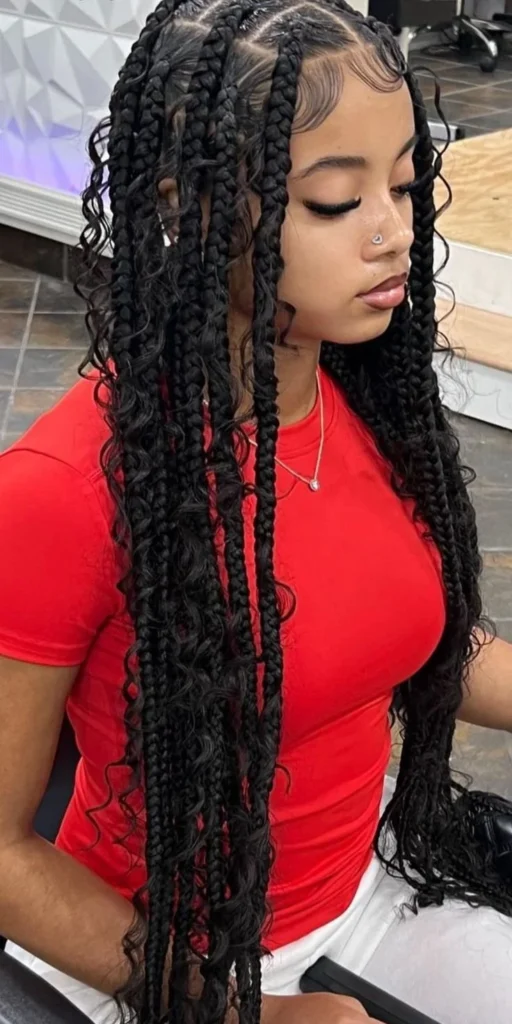 Elegant braided hairstyles for black women including box braids and cornrows.