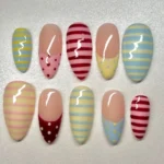 Colorful Candy Carousel press on nails for fun nail art at home