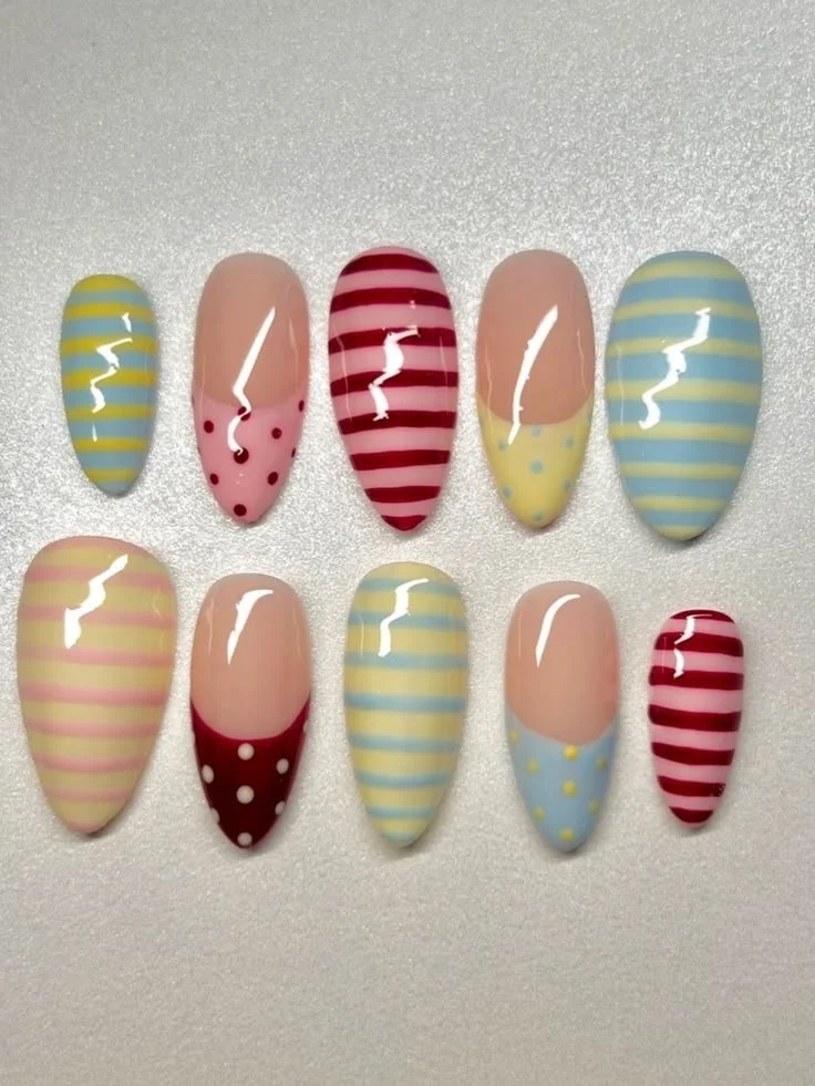 Colorful Candy Carousel press on nails for fun nail art at home