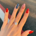 Glossy red classic American Spirit design with stars for patriotic decor