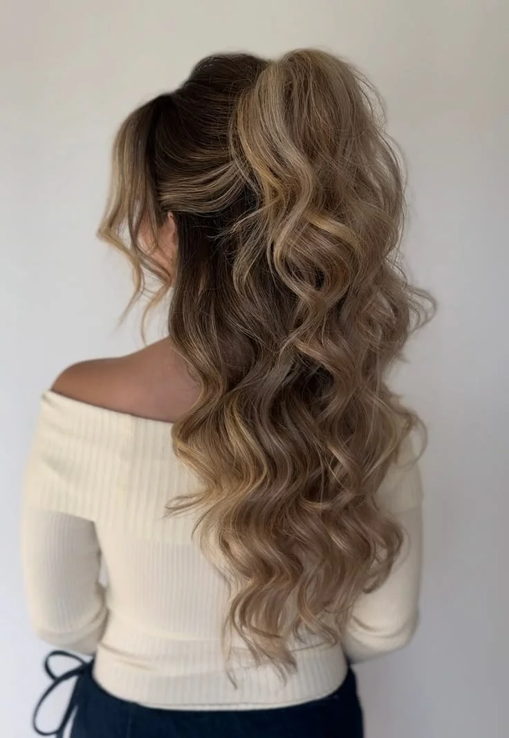 Voluminous half up hairstyle tutorial for moms featuring easy techniques.