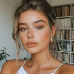 Every day makeup look with light, natural tones, ideal for a professional setting.