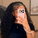 Fulani braids hairstyle with a half wig for busy moms