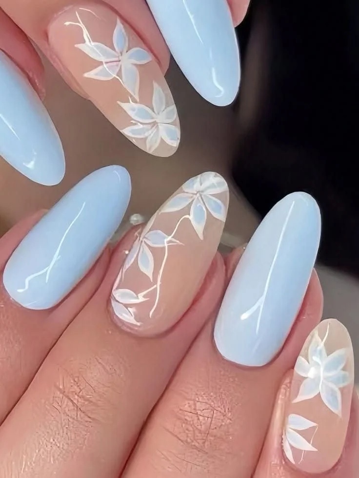 Elegant gel azul de uñas design for wedding and XV party nails
