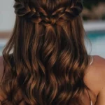 Beautiful graduation hairstyles featuring braids, curls, and long hair options.