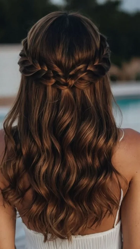 Beautiful graduation hairstyles featuring braids, curls, and long hair options.