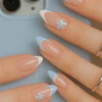 Chic pastel blue nails for moms, perfect for everyday wear.