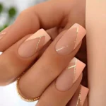 Trendy short square nail art designs featuring sparkling jewelry accents.