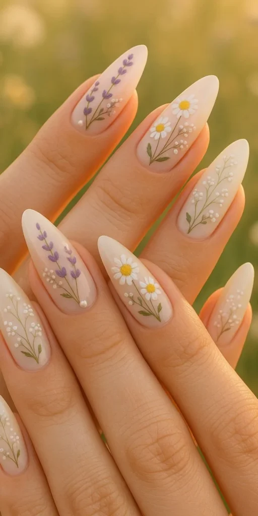 Elegant country wedding nails designed for a beautiful bride's special day.
