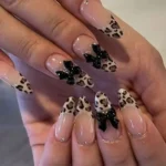 24pcs animal print design press on nails, reusable false acrylic nails