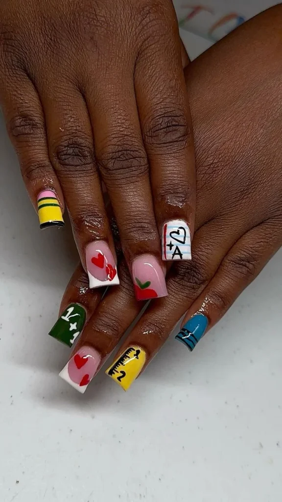 Cute Back to School Nails designs for busy moms and kids