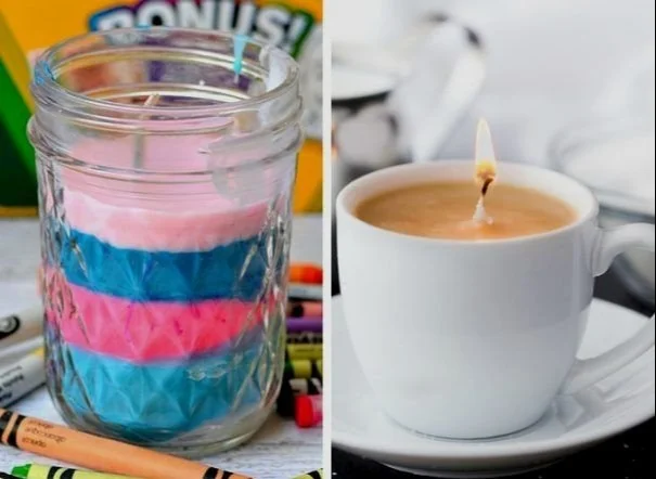 Cozy candles made at home for busy moms to enhance their living space.