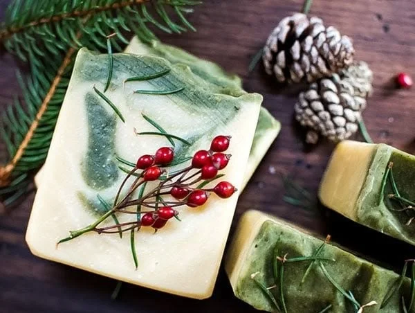 Cozy Winter Spice Pine Soap for soft skin during cold weather