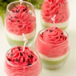 Watermelon candle served with watermelon chantilly for a festive presentation