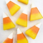 Colorful candy corn soap bars in a DIY fall project perfect for kids.