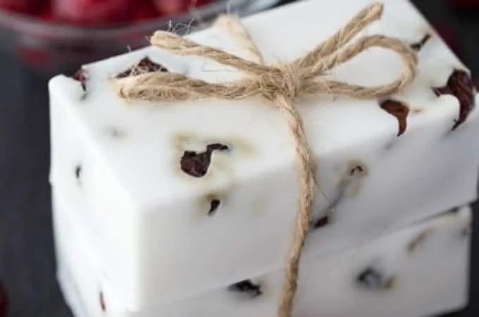 Homemade cranberry vanilla shea butter soap perfect for charming moms