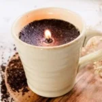 DIY coffee candles with whole coffee beans for cozy home decoration