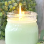 Homemade eucalyptus candle with essential oils for relaxation and calm