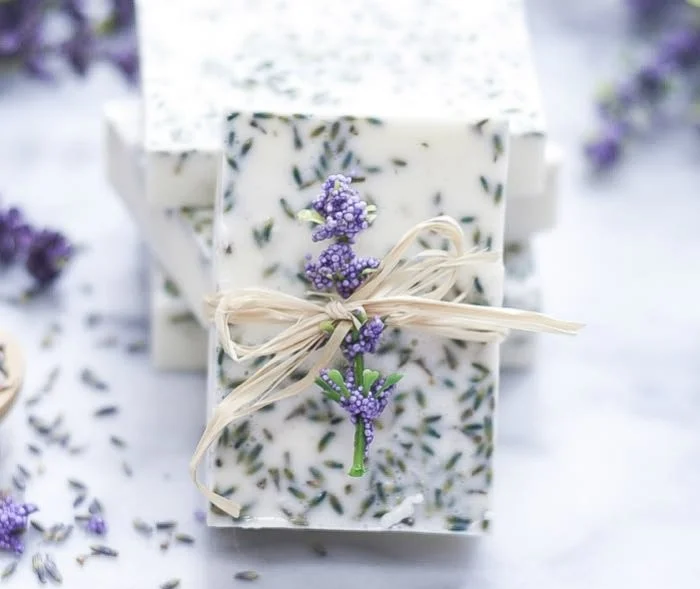 DIY lavender soap crafted at home for a soothing bathing experience