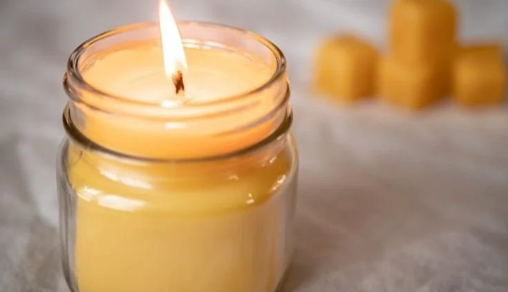 Homemade beeswax candle for cozy evenings