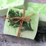 Homemade winter forest soap with natural ingredients for a woodsy scent