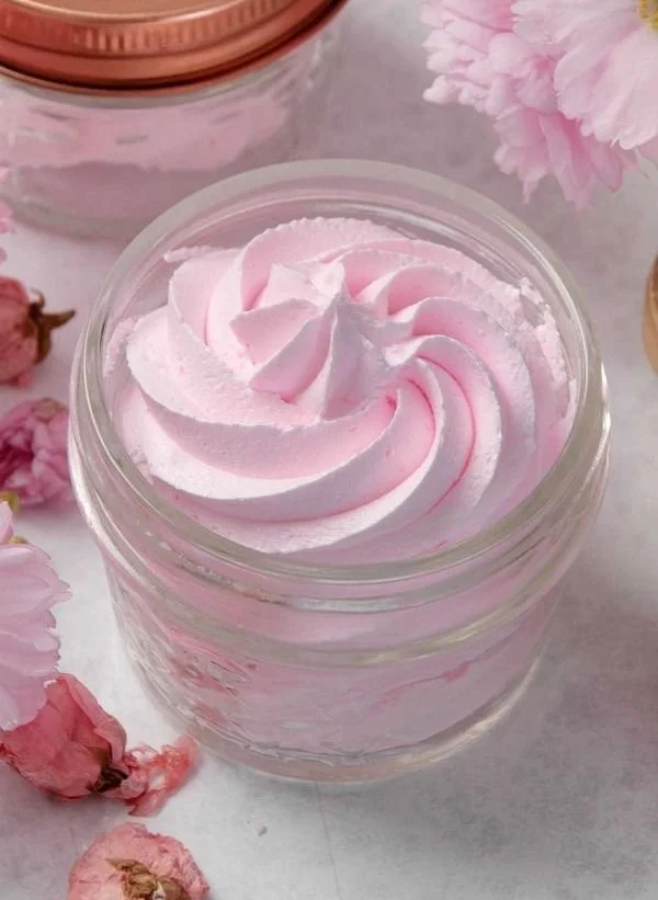 Homemade whipped soap in colorful containers for busy moms