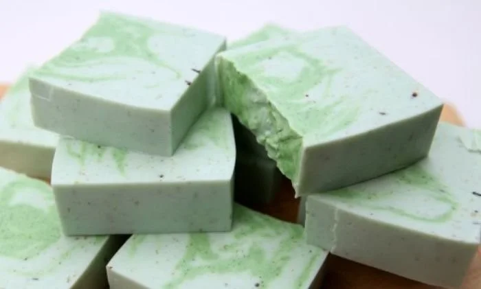 Homemade winter forest soap with fresh woodsy scents and natural ingredients