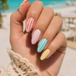 Bright summer striped nails designs for at-home manicures