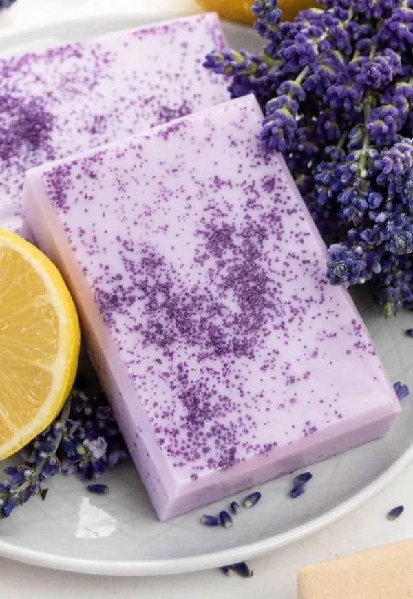 Homemade lavender soap made with an easy melt and pour recipe.