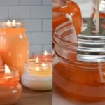Handmade Mason Jar Candles with various designs and scents.