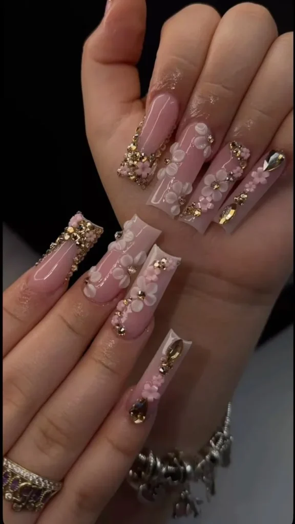 Close-up of beautifully manicured nails showcasing the latest nail art trends.