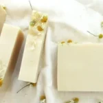 Homemade chamomile soap bar for soft and calm skin, perfect for moms.